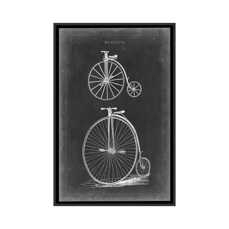 « rétro bicyclettes i », reproduction d’impression sur toile tendue, H 26 po x l 18 po x P 1,5 po, Toile avec cadre noir