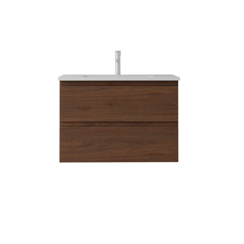 Meuble-lavabo flottant avec lavabo, Brown, 24" W