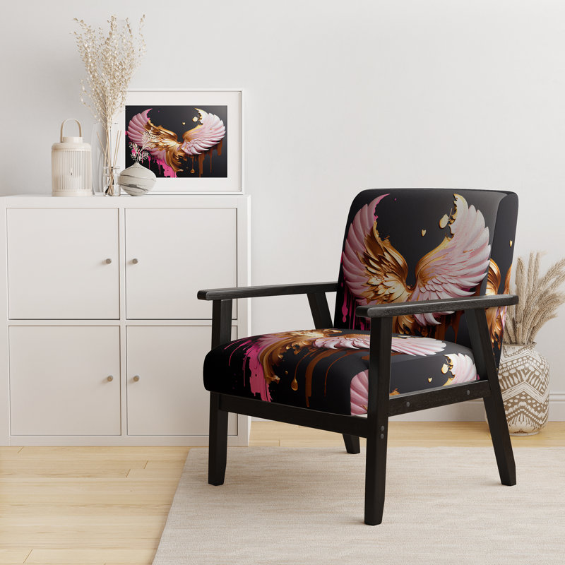 Fauteuil de 23 po de large Dabrielle, Mélange de polyester doré / rose