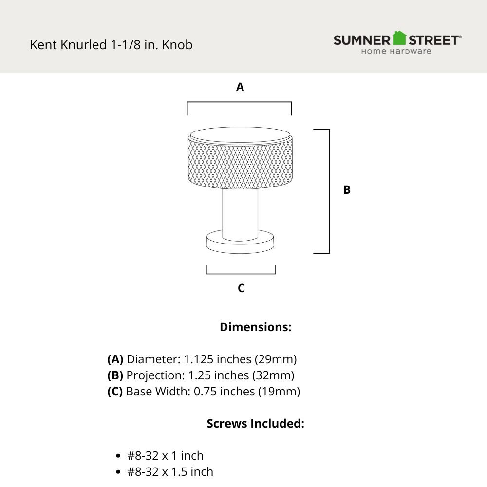 Kent Knurled Round Knob, 1.13", Champagne Bronze