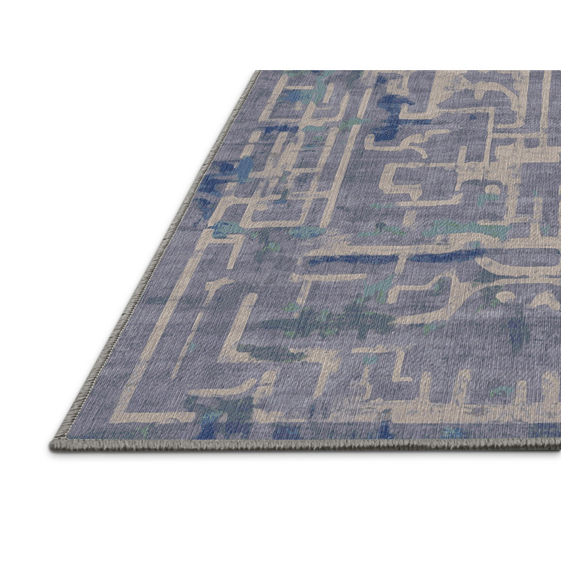 Machine Washable Gray Area Rug, Rectangle 4' x 6'