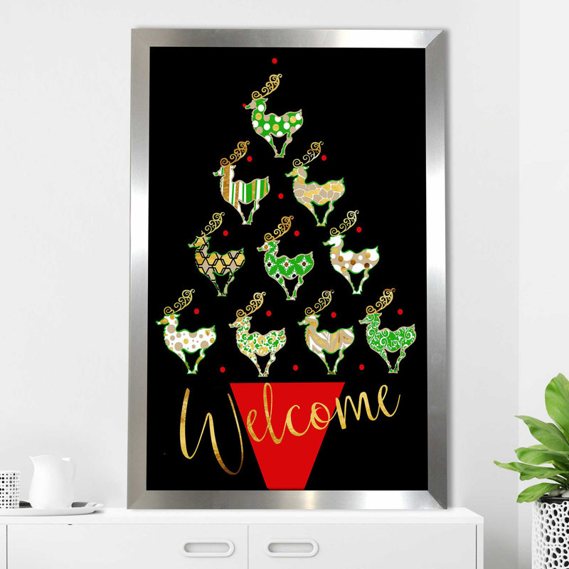 «Deer Tree (Vertical)» par By Jodi - impression, H 49,5 po x l 33,5 po x P 1 po, Encadrement argenté