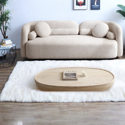 Spacious Sofas, Boucle Upholstered Wood Frame Modern Couch For Home