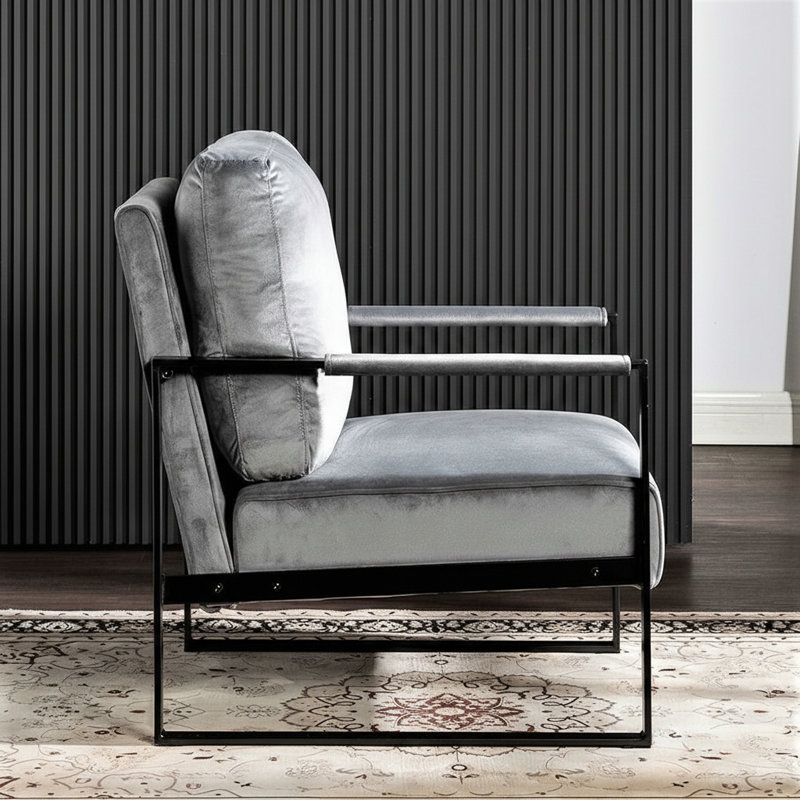 Chaise d'appoint classique Mid Century Modern, Gris