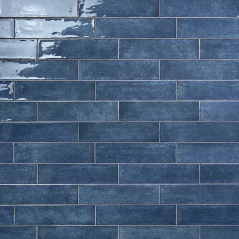 Aquarella 3.98 in. x 15.94 in. Glossy Ceramic Tile, Denim Blue