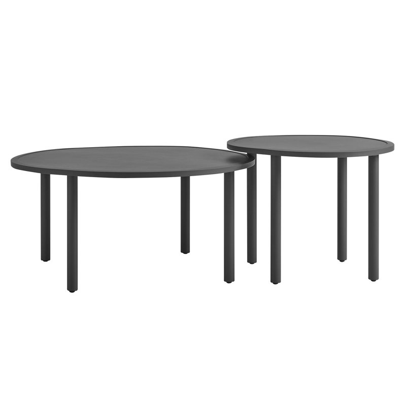 Ensemble de tables basses d'extérieur en aluminium 2 pièces Porta, Gris anthracite