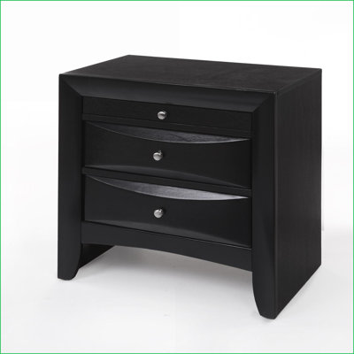 Table de chevet moderne noire avec 2 tiroirs Plateau coulissant - Chambre