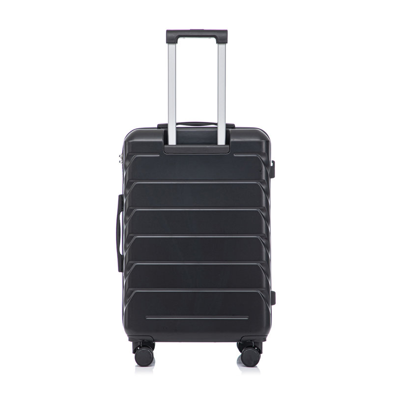 Valise à carreaux en plastique noir 28 pouces avec roulettes