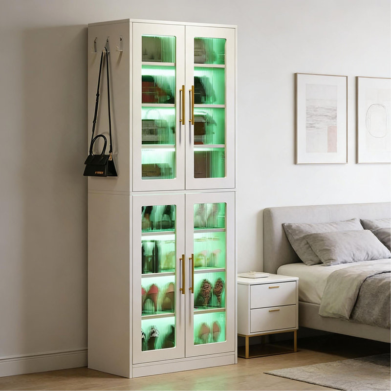 8-Tier LED Lights Shoe Cabinet