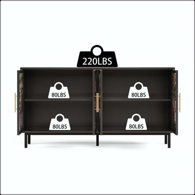 Artistic Buffet Cabinet with Tropical Glass Doors