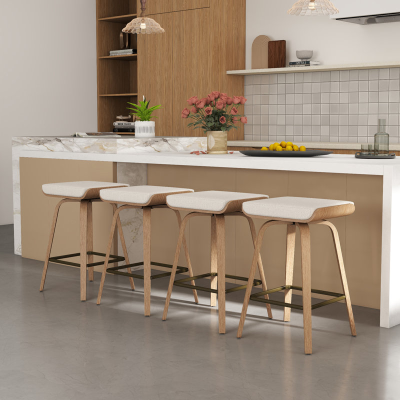 Modern Upholstered Counter Stool With Wood Frame,Counter Height Bar Stool For Kitchen Island,Coffee Bar (Set Of 4)