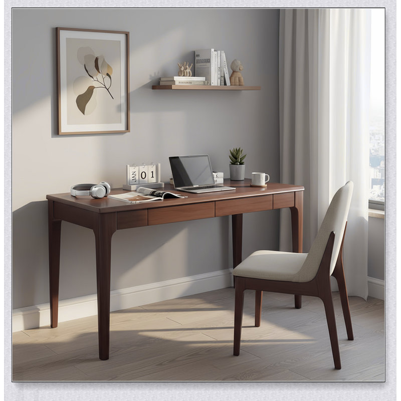 Bureau en bois massif avec tiroirs, bureau debout pour petits espaces, design Mid-Century moderne pour le bureau personnel