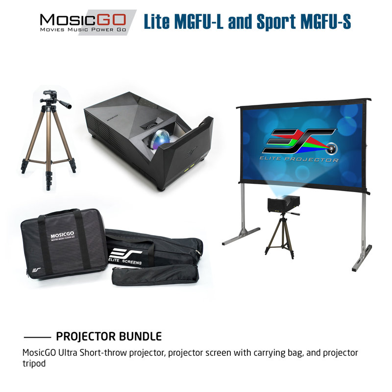 Projecteur d'extérieur DLP UST 1500 lumens avec écran portatif principal 58 po Elite