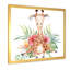 Dessin de girafe avec fleurs tropicales III - peinture sur toile-66806255-66806257