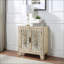 Antique White Coffee Table with Mirrored Doors &amp; Tapered Legs – Vintage Charm &amp; Hidden Storage