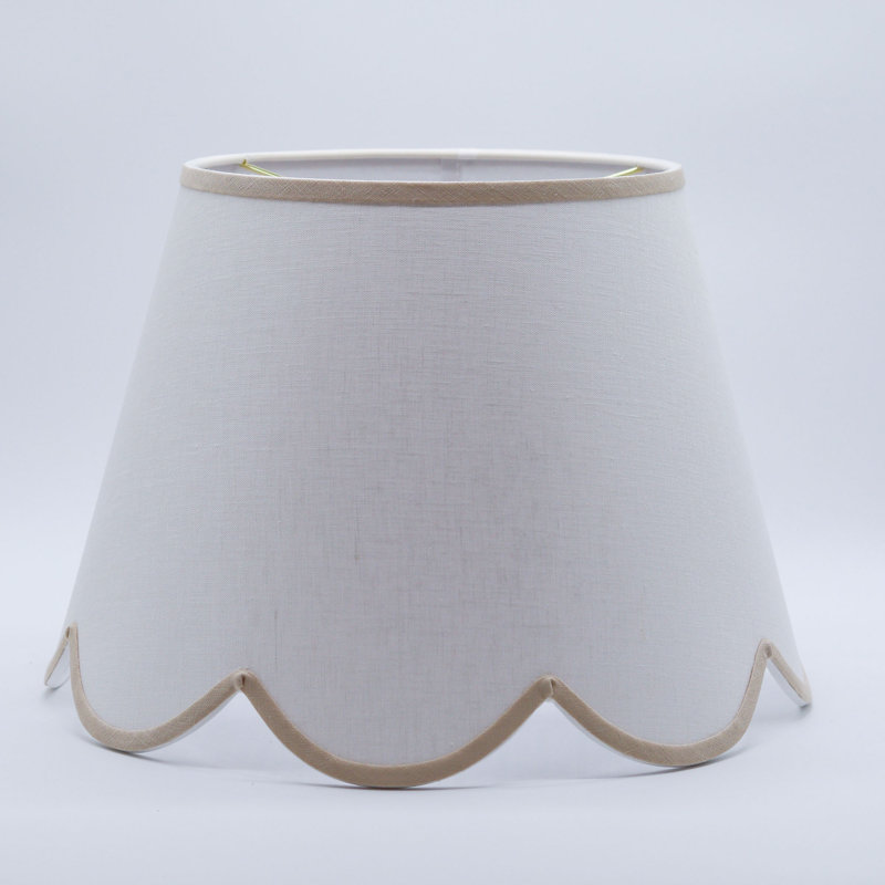 Abat-jour en lin festonné blanc et brun clair - Abat-jour rigide moderne 10 po, 2,60 m (H) x 3,05 m (L) x 1,83 m (P)