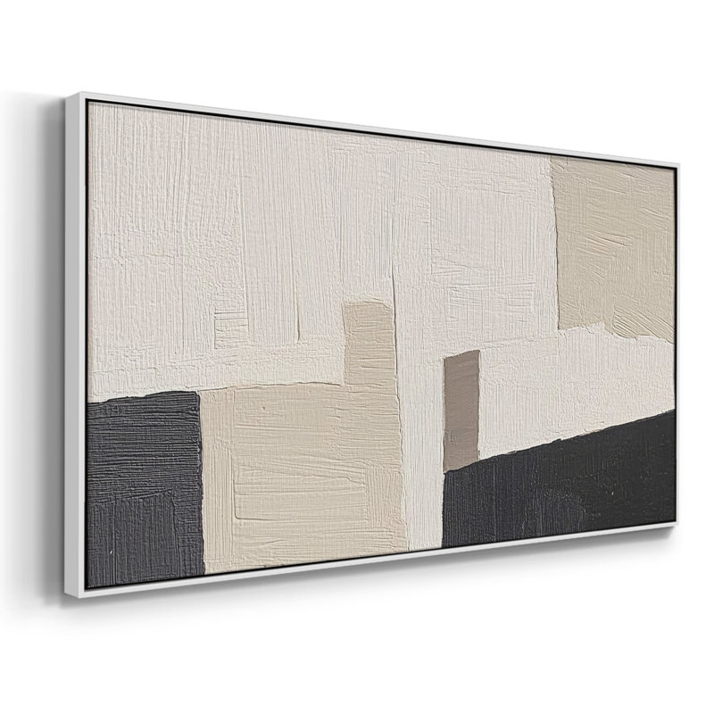 Série abstraite - DCLXI - Toile tendue avec châssis encadré - Prêt à être accroché, H 21 po x l 41 po, Blanc