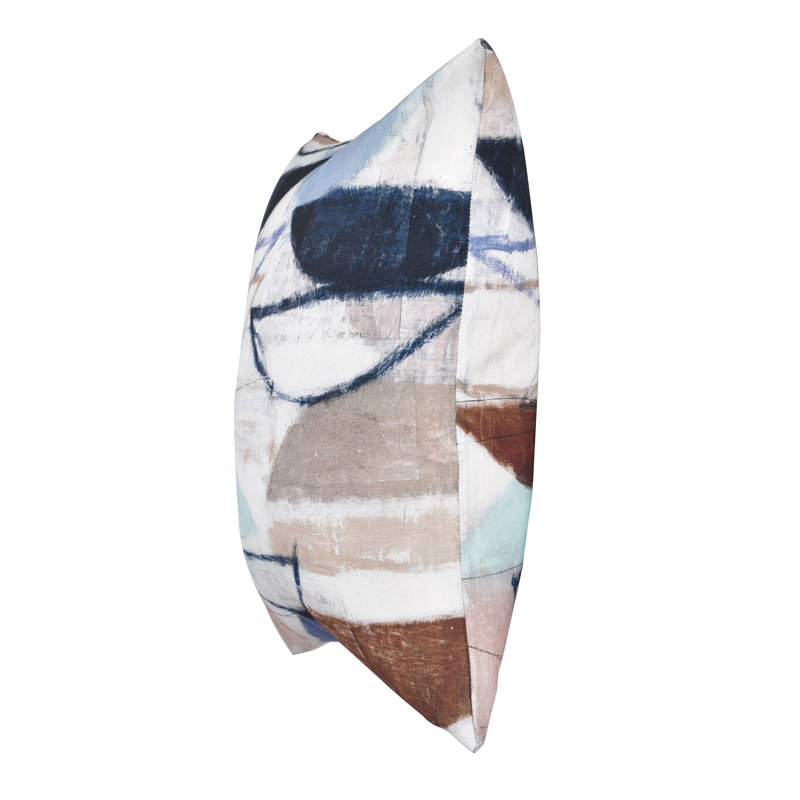 Coussin décoratif Wyatt Abstract Horizon Mark - sable, bleu denim et blanc doux - 24 po x 24 po, 24 po X 24 po