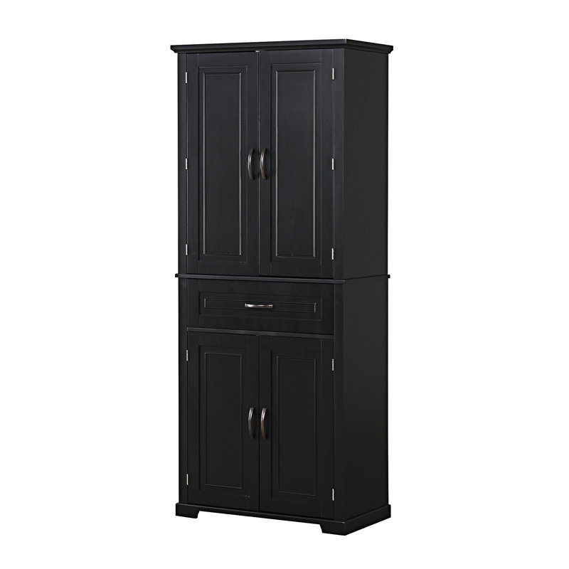 Bathroom Storage Cabinet With Multiple Storage Space, Black