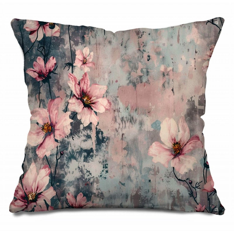 Flowers Throw Pillow, Botanical  Pillows, 14"H x 14"W