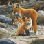 «Fox Family» par Jan Weenik - Impression sur toile tendue sur toile tendue avec châssis-29479784-73575584-73575589