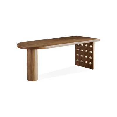 Bureaux en bois massif noyer en demi-cercle
