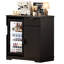 Mini-armoire de réfrigérateur (incluse), armoire à café cannelée avec réfrigérateur, tiroir coulissant et armoires de rangement, armoire à vin moderne de 31,5 po pour la maison, la cuisine, la salle à manger, noir