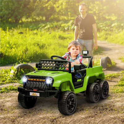 Green-Toned Kids' Ride-On Truck with Switchable 2WD/4WD, Remote Operation, and Trail-Ready Suspension