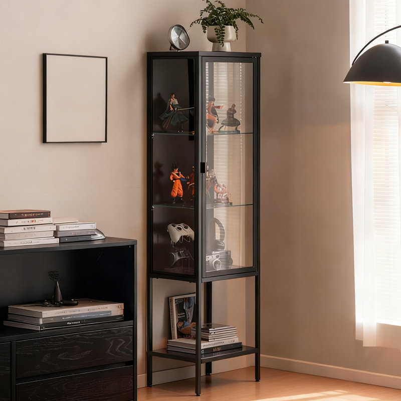 Verre trempé noir + vitrines en acier au carbone