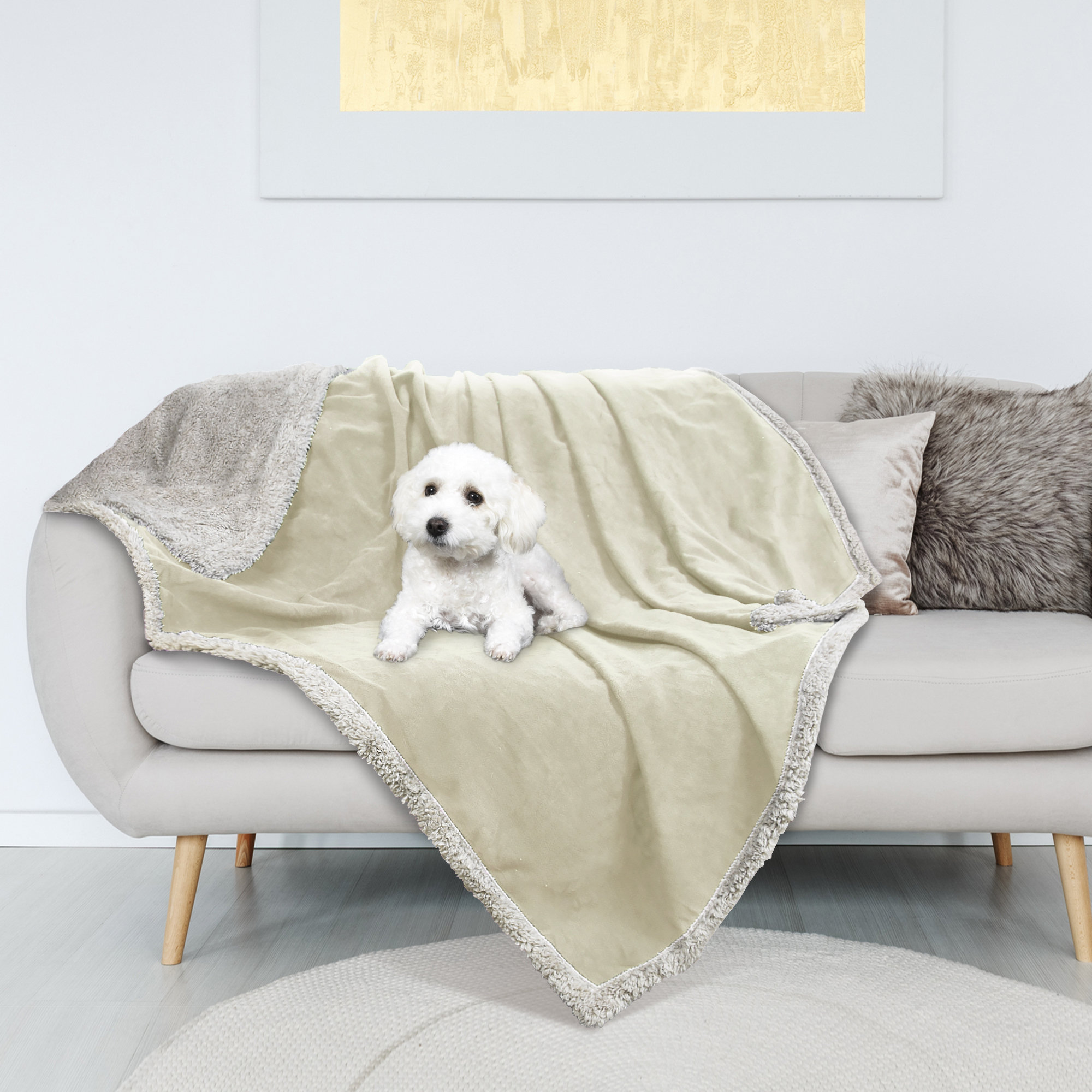 Catalonia Waterproof Liquid Pee Proof Fleece Sherpa Blanket for