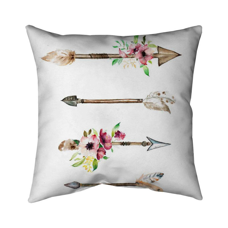 Arrowheads and Flowers Pink Object Poly Twill Throw | Home Decor