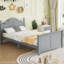 Lit simple pour enfants, lit plateforme simple en bois avec tête et pied de lit, gris-1585384253