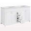 Armoire de meuble-lavabo 58 po seulement, 3 tiroirs et 4 portes (2 avec tablettes à double couche), pieds en bois massif, fermeture en douceur, blanc