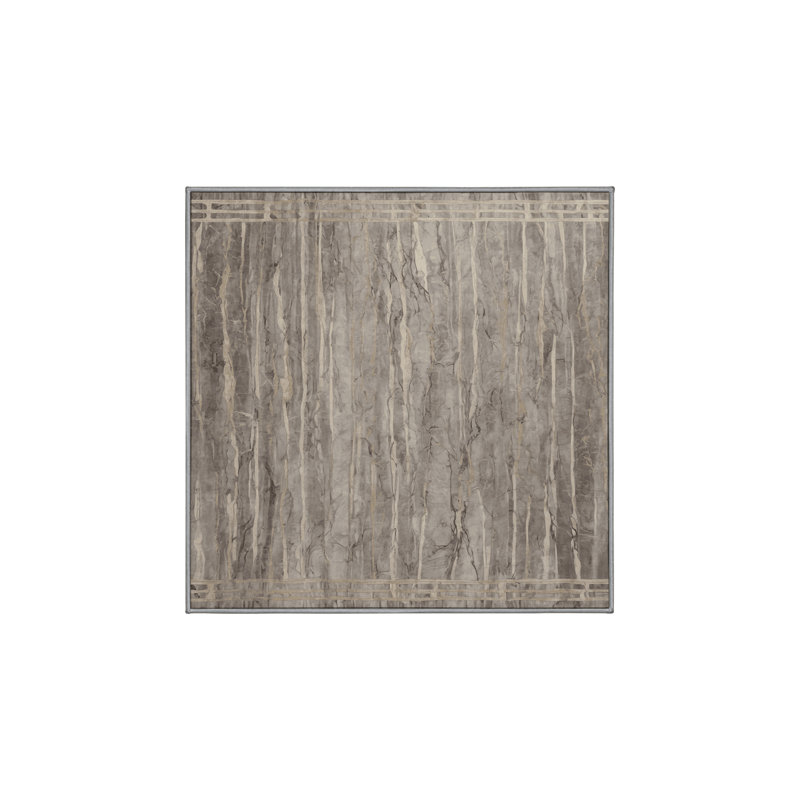 Machine Washable Gray Area Rug, Square 7'