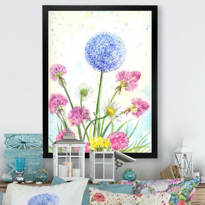 «Bouquet with Blossoming Blue and Pink Wildflores», reproduction d'art sur toile traditionnelle