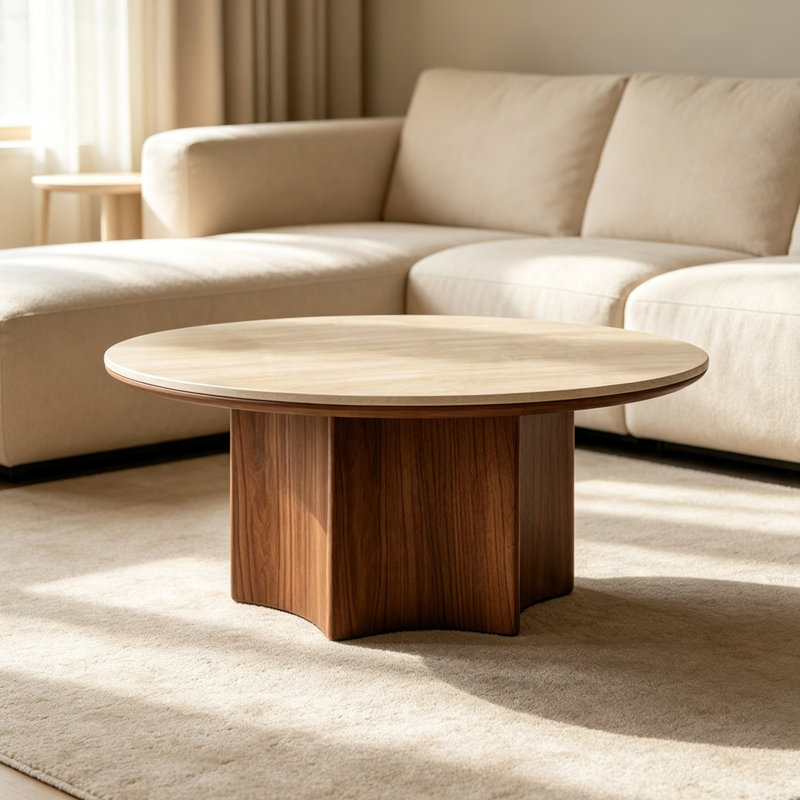 Table basse en ardoise résistante à la chaleur Design luxueux, H 14,96 po x l 35,43 po x P 35,43 po