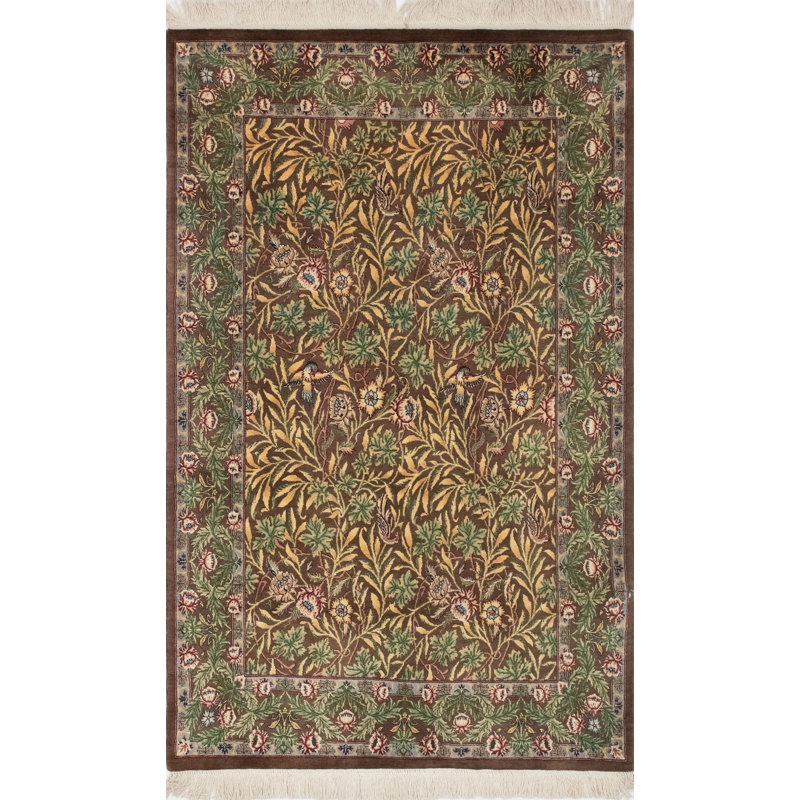Tapis décoratif en laine noué à la main de conception unique 3 pi 11 po x 6 pi 3 po new age Wali