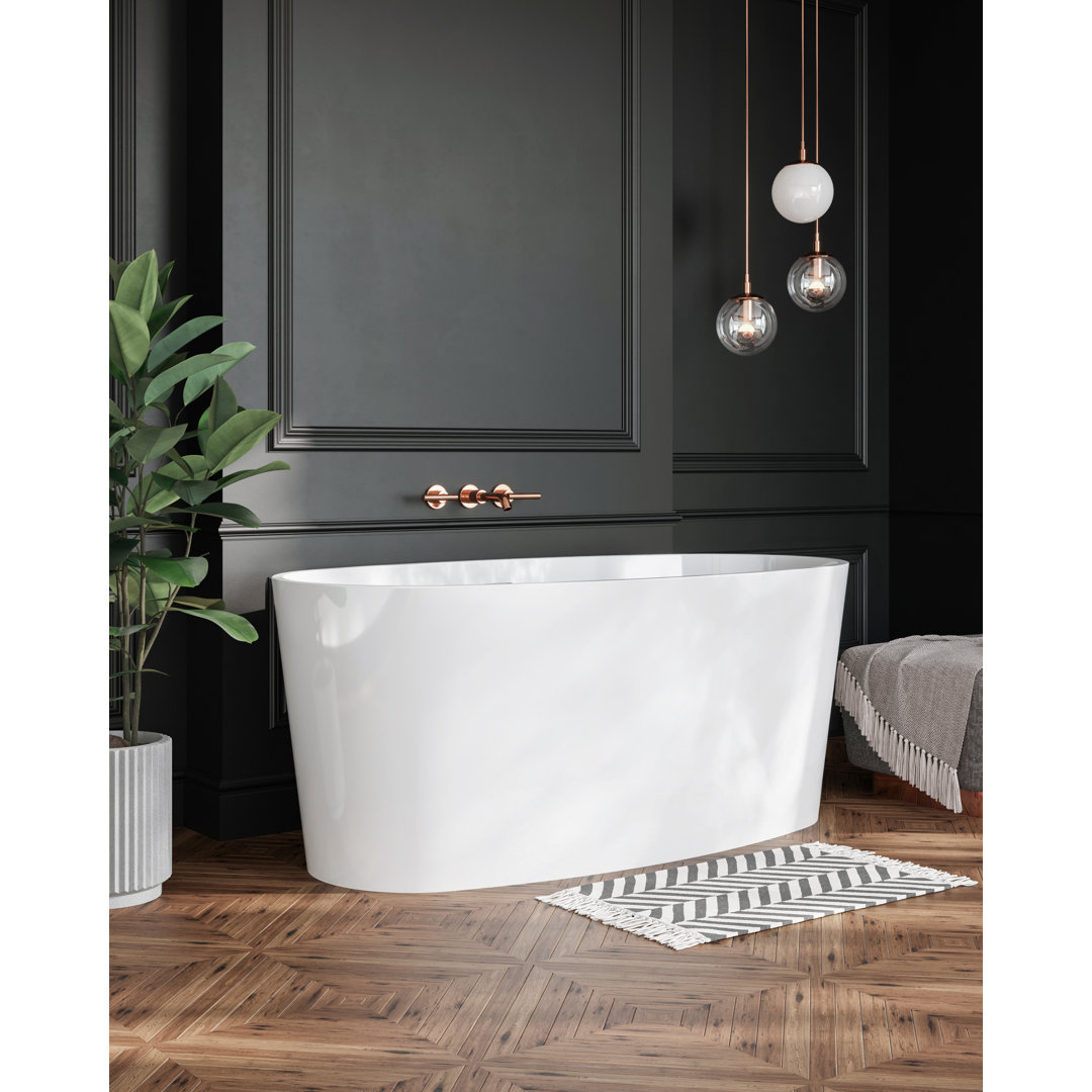 Ove 59.25" x 30” Freestanding Soaking Solid Surface Bathtub with Wetmar Bio Wetstyle 