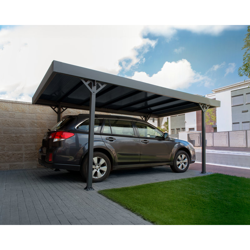 Gray 10' x 16' Aluminum and Polycarbonate Carport Kit