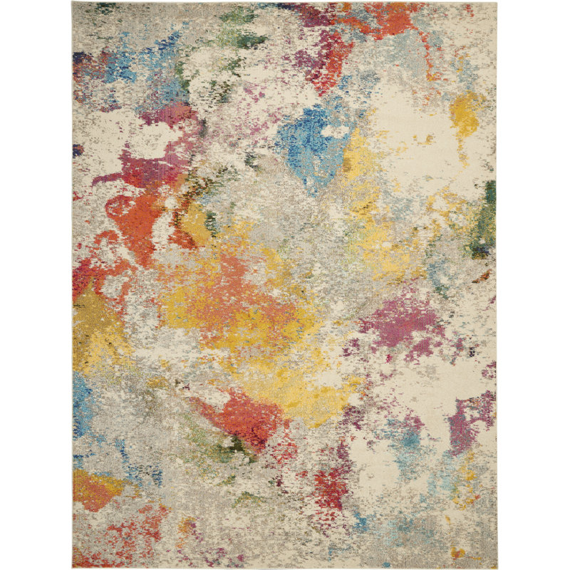 Tapis contemporain contemporain ivoire, Rectangle 10 pi x 14 pi