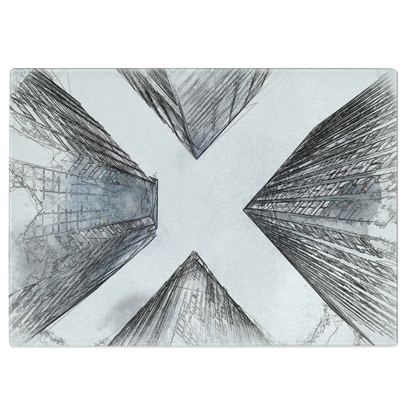 Tempered Glass Sketching the Architecture Vol.37 Chopping Board, 39 cm W x 28.5 cm L