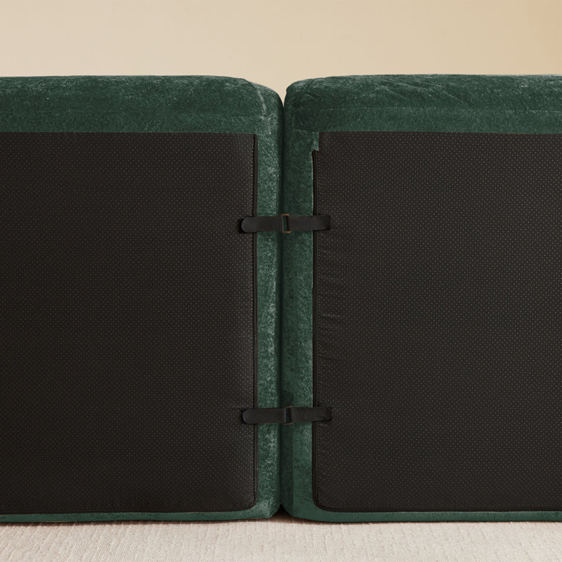  Canapé de plancher capitonné 110 po, velours modulaire sans cadre, vert, Vert