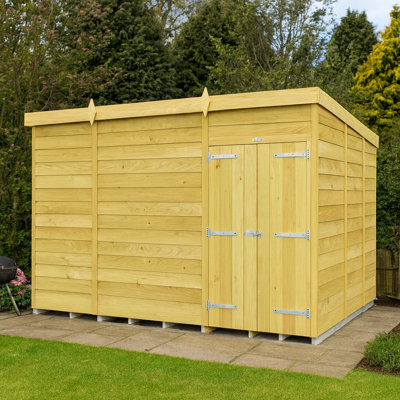 10ft x 8ft Pent Shed - Double Door without Windows