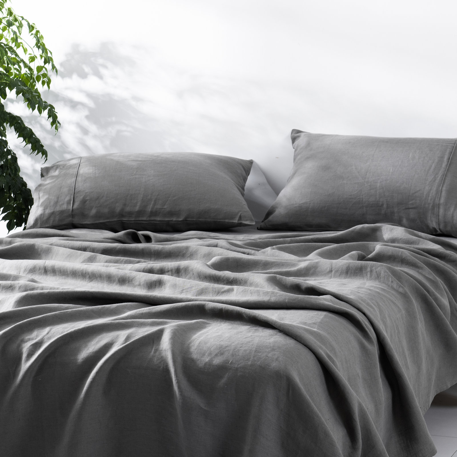 100% Linen - Set of 2, King, Charcoal