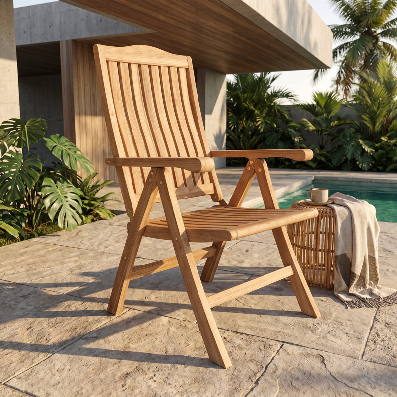 Folding Teak Patio Dining ArmChair