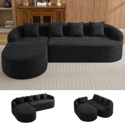 Boneless Curved Cloud Sectional Sofa with Chaise, No Assembly Chenille Modular Living Room Couch