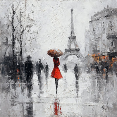 «Misty Paris Street Scene», art mural sur toile tendue