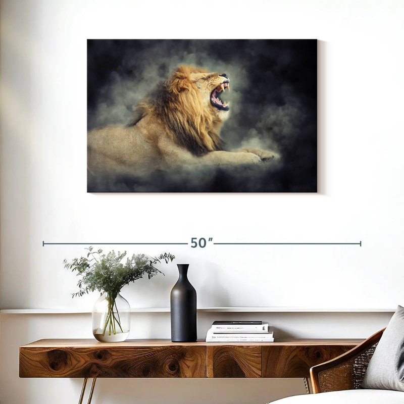 Lion sauvage brumeux Brampt, H 24 po x l 36 po