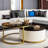 Round Nesting Coffee Table Fluted With Drawer In  & Gold In 27.6" Only The Table, No Chairs.-1218767744