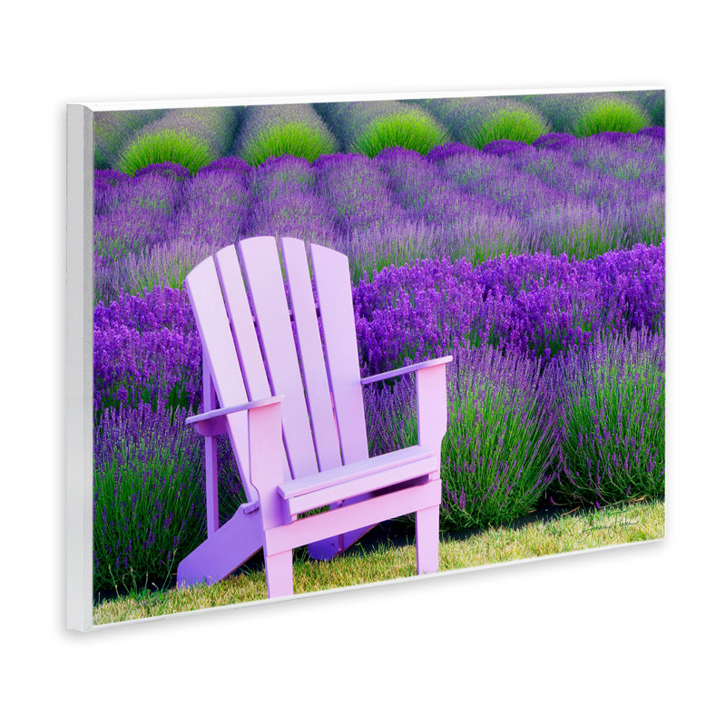 Chaise et champ de lavande, art mural sur toile par Dennis Frates, H 13 po x l 19 po